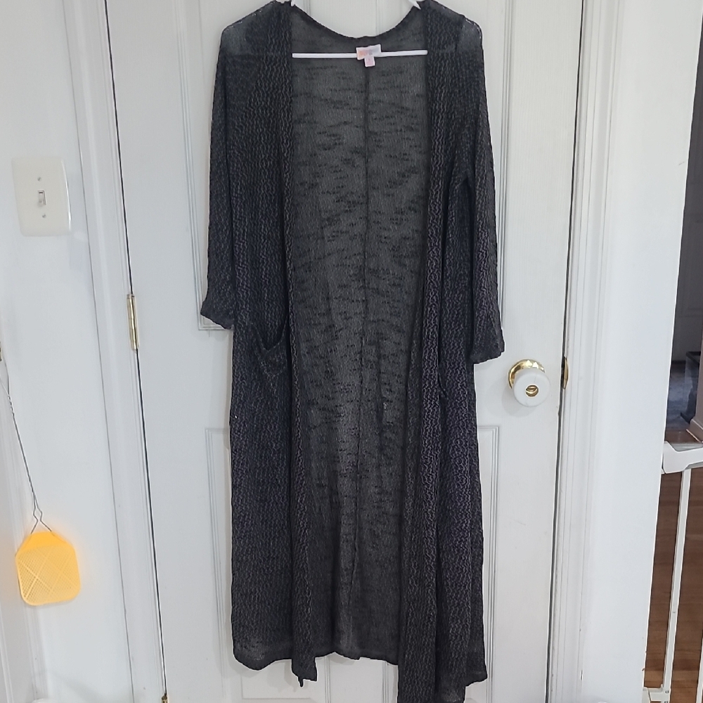 Sheer Black Long LulaRoe Cardigan